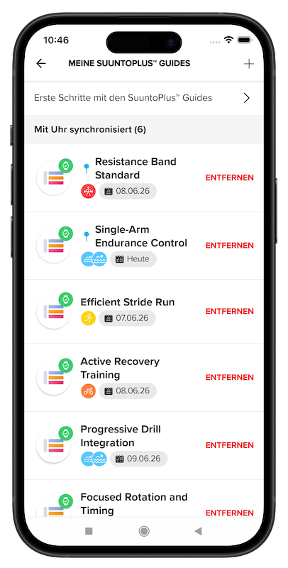Endurly sessions synced to Suunto as SuuntoPlus Guides on Android
